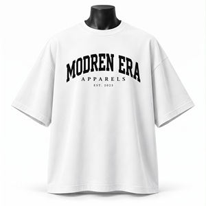Camiseta clásica extragrande de algodón grueso blanco impecable con estampado gráfico, fabricación al por mayor de ropa urbana de marca personalizada OEM - Product Image 1