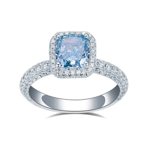 Women's Cushion Cut Luxury Engagement Ring 18K White Gold Pave Setting Classic Style Fine Jewelry - Product Image 1