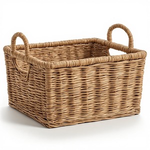 Rustic Natural Seagrass Storage <b>Basket</b> with Handles Durable for Farmhouse Decor and Kitchen <b>Bathroom</b> Living Room Everyday Use - Product Image 4