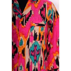 เดรสยาวพิมพ์ลายดอกไม้รักษ์โลก ผ้าฝ้าย 100% พิมพ์ลายด้วยมือ คอวี ไซส์มินิ สไตล์เสื้อเชิ้ต ลำลอง ใส่ไปงานปาร์ตี้ฤดูร้อนได้ - Product Image 3