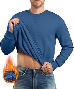 Sweat-shirts d'hiver à col rond à manches longues en molleton décontracté surdimensionné pour hommes, doublés de sherpa, brodés, 100% coton - Product Image 2