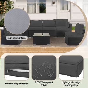 14-Pack Furniture <b>Covers</b> 7-Pcs 6-Seater Wicker Rattan Sectional <b>Sofa</b> Cushion Slipcovers Set Outdoor Cushion <b>Covers</b> - Product Image 4