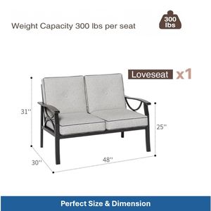 Set di Mobili da Giardino in Metallo per Tutte le Stagioni, 8 Pezzi, Divano Conversazione 9 Posti, Cuscini Grigi Spessi 4 Pollici, Telaio Nero, Colore Caffè - Product Image 5