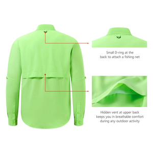 เสื้อเชิ้ตแขนยาวสีเขียวล้วนสำหรับผู้ชาย ทรงปกติ ผ้าฝ้ายแห้งเร็ว - Product Image 3