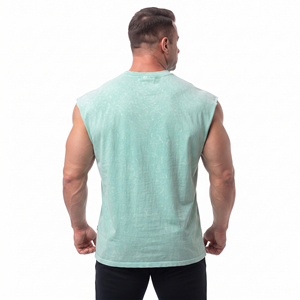 Débardeur Vintage Homme Sans Manches Streetwear 100% Coton – Gilet de Sport Lavé à l'Acide pour Entraînement - Product Image 3