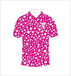 Polo personnalisé pour homme à pois roses – T-shirt de golf à manches courtes avec imprimé à pois sur toute la surface, vêtement d'été décontracté et respirant - Product Image 1
