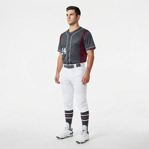 Athletic Baseball <b>Game</b> Uniform Men Button Front Moisture-Wicking Breathable Eco-Friendly <b>Padded</b> 280g Performance 100% Cotton - Product Image 1