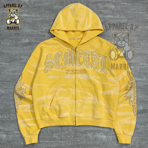 Sudadera con capucha de mezcla de algodón personalizada con pedrería y cremallera para hombre, corte regular, servicio OEM, peso medio, estilo urbano moderno, sudadera de invierno para hombre - Product Image 1