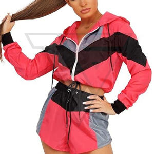 Conjunto de Chaqueta Corta y Pantalones Cortos Cortavientos de Dos Piezas, con Cierre, de Nailon y Poliéster, Estilo Urbano, para Unisex - Product Image 3