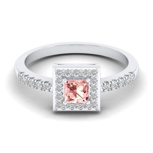 Anillo REYES con Gema de Morganita de Corte Princesa de 0.31 Quilates en Plata de Ley 925, Certificado GRA, Joyería Fina Delicada con Moissanita - Product Image 1