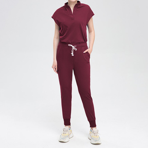 Customized Medical <b>Scrub</b> <b>Set</b> for Women - Modern <b>Scrub</b> Top & Slim Jogger <b>Scrub</b> Pants, Multi Pockets, Anti-Wrinkle - Product Image 5