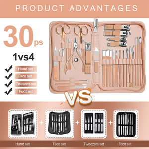 Professional Stainless Steel Manicure Pedicure <b>Kit</b> 30 Pcs Portable <b>Nail</b> Care Tools Set With Case Classic Style Manicure Set - Product Image 4