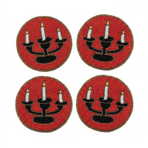 Posavasos de Té con Cuentas Hecho a Mano, Edición Clásica, Diseño de Espadas en Blanco y Negro, Redondo, Elegante Adorno de Mesa - Product Image 4