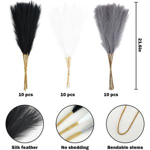 30 Pezzi di Erba della Pampa Artificiale Nera, 55 cm di Altezza, Steli Corti e Soffici, Erba della Pampa Colorata per Composizioni Floreali - Product Image 2