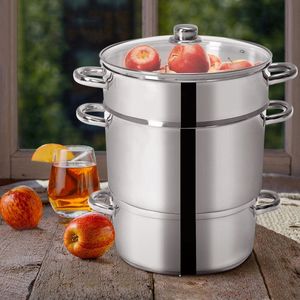 Pentola per Spremere Frutta e Cucinare a Vapore in Acciaio Inox da 11 Quarti per Fornello a Gas, Uso Ecologico in Cucina - Product Image 1