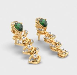 Pendientes colgantes de diamantes halo elegantes de alta calidad para ceremonia de compromiso, de proveedor indio al mejor precio. - Product Image 2