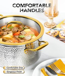 Olla de Acero Inoxidable Premium de 24 cm, Recipiente para Mantener Alimentos Calientes, Cazuela con Tapa, Apta para Lavavajillas, para Hogar, Hotel, Restaurante - Product Image 1