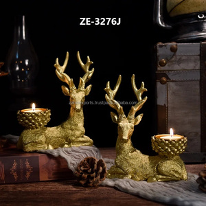 Portavelas con Forma de Ciervo Dorado, Decoración Metálica para el Hogar, 18 cm, Decoración Navideña para Mesa - Product Image 4
