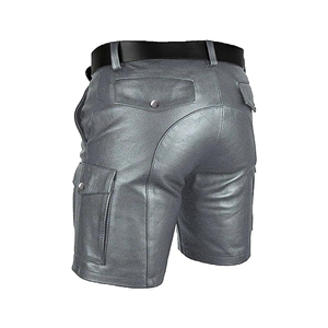 Shorts cargo classiques pour hommes en cuir véritable de qualité supérieure, épais, imperméables et respirants - Product Image 4