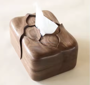 Boîte à mouchoirs personnalisée faite à la main décorative classique en bois naturel pour voiture et restaurants - Product Image 4