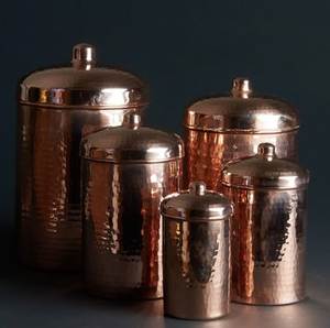 Premium Handmade Copper Kitchen Storage Containers Set Hammered Texture with Lid, <b>Jars</b> for Coffee Tea Sugar Storage - Product Image 2