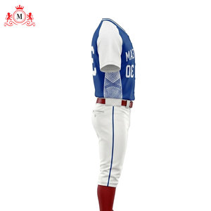 Men's Blue White Baseball Jersey With <b>Red</b> <b>Belt</b> And Pants Uniform Set Breathable Polyester Material For Adults - Product Image 5