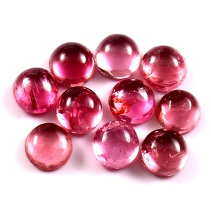 6X6MM Natural Pink Tourmaline Round Cabochon Flat back Calibrated Loose Gemstone Jewelry making Wholesale Lot - Product Image 1