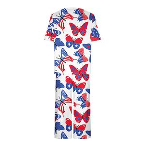 Ensemble de pyjama décontracté 2 pièces pour femme, imprimé, coupe régulière, longueur 3/4, col ras du cou, manches courtes, respirant et écologique - Product Image 2