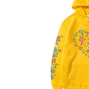 Unisex Yellow Hooded <b>Sweatshirt</b> <b>Heart</b> Print Polyester Fleece Hoodie Lightweight Casual Streetwear Soft Fabric Spring ODM - Product Image 6