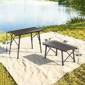 Mesa de Picnic Plegable Negra para Acampar, Actividades al Aire Libre o Café, Mesa de Exterior Duradera y Portátil - Product Image 6