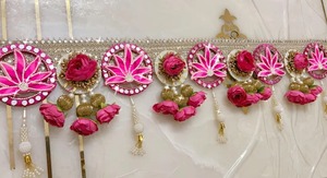 Decoración Textil Bordada con Cuentas, Estilo Bohemio, con Diseño Floral de Peonías Rosas, para Colgar en la Pared o Puerta, Ideal para el Hogar y la Entrada en Diwali - Product Image 3
