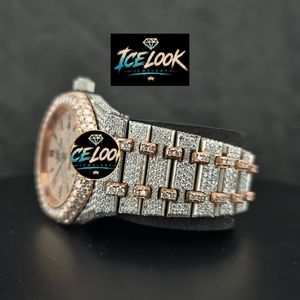 Reloj de Mujer de Lujo, Mecánico Automático, con Cristales Incrustados, de Acero Inoxidable y Moissanita, Edición Limitada, Estilo Ice Look - Product Image 4