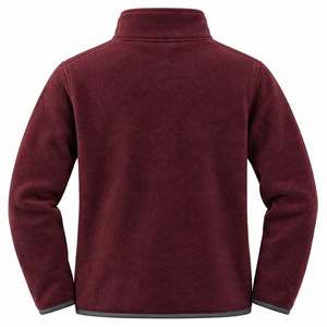 Custom Burgundy Maroon Full Zip Worsted Bomber Jacket Men Stand Collar Warm Casual Autumn <b>Thermal</b> Tactical Hooded Windproof - Product Image 4