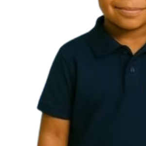 Polo brodé bleu foncé pour garçon, décontracté, à manches courtes, pour l'école, confortable, style de vie, vêtement supérieur - Product Image 2