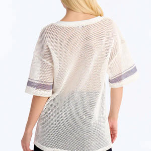 Maillot de football américain surdimensionné pour femme, col en V respirant, imprimé numéros, streetwear, maille à grands trous, logo personnalisé, faible MOQ - Product Image 4