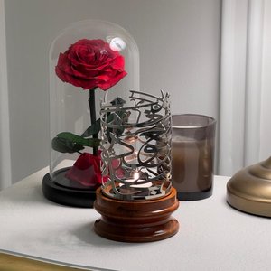 Porta incienso de madera artesanal, Mabkhara árabe de lujo con tapa de diseño metálico para Ramadán, Eid y celebraciones islámicas. - Product Image 3