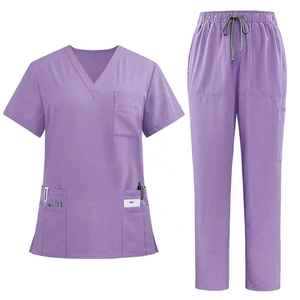Ensemble de blouses et pantalons élégants pour infirmiers et infirmières, en coton tissé, pour usage hospitalier - Product Image 3