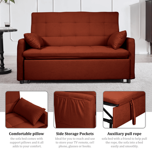 Divano Letto Convertibile Oversize 61 Pollici, Divanetto a 2 Posti con Tasche, Schienale Regolabile e Cuscini - Product Image 5