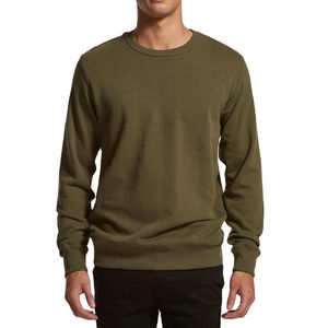 Mens Olive Green <b>Plain</b> Crew Neck Long Sleeve Fleece Sweatshirt Custom Logo OEM ODM Wholesale Apparel - Product Image 2