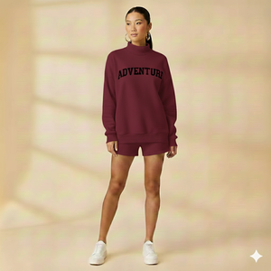 New Arrival 2026 Winter Women's 2-Piece Shorts <b>Set</b> 100% Cotton Breathable Custom Logo Printing Solid Above Knee Streetwear OEM - Product Image 2