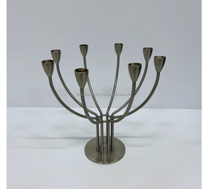 Bougeoir décoratif en fil de métal géométrique pour maison et hôtel d'Inde - Product Image 6