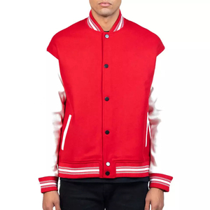 OEM Custom Men's Vintage Baseball <b>Leather</b> Varsity <b>Jacket</b> with Stand Collar and Chenille Patch High Street Style for <b>Winter</b> - Product Image 1