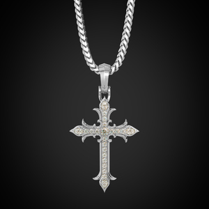 Collier pendentif croix en moissanite plaqué or rose couleur or avec pierre ovale, bijou religieux, cadeau - Product Image 3