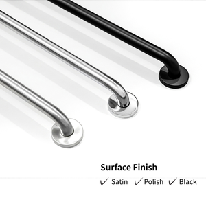 ราวจับติดผนัง สีดำ สแตนเลสสตีล 16 นิ้ว ทนต่อการกัดกร่อน รับน้ำหนักได้ 150 กก. กันลื่น ได้รับการรับรอง ADA สำหรับห้องน้ำ - Product Image 4