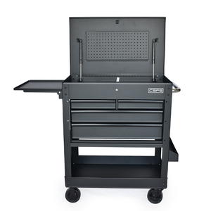 Matte Black Powder Coated Steel 4 Drawer Utility <b>Cart</b> Family keywords: for Garage Workshop Storage Use - Product Image 3