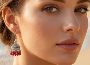 DIVYORO RED BEAD JHUMKA - Product Image 3