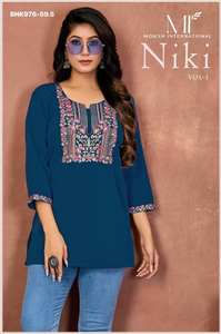 <b>Top</b> Quality New Arrival Trendy Cotton with Embroidery work <b>Top</b>-Short Kurti Set Supplier from Surat Worldwide Exporter - Product Image 5