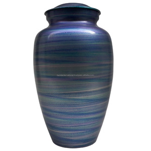 โกศโลหะเคลือบสำหรับงานศพของมนุษย์ทำจากทองเหลืองสำหรับผู้ใหญ่สีน้ำเงินสไตล์อเมริกันโกศ - Product Image 1