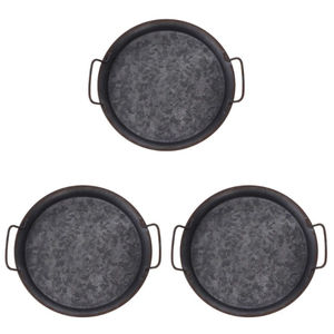 Plateau de service rond en métal galvanisé avec poignées en corde de jute, plateau décoratif pour la maison, la cuisine, les fêtes et les événements, en promotion - Product Image 6