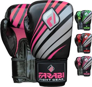 Gants de boxe en similicuir Farabi Sports en gros - Sangles auto-agrippantes personnalisables, respirants et légers pour l'entraînement - Product Image 1